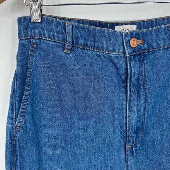 J. Crew High Rise Drapey Trouser Jean Full Length Wide Leg Medium Wash Blue - Picture 7 of 13